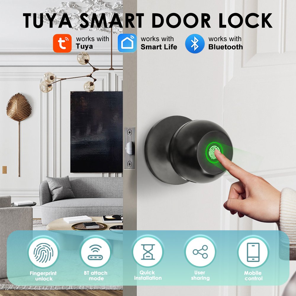 Unique Electronics Gadgets - กุญแจล็อคประตูอิเล็กทรอนิกส์ Tuya สมาร์ทล็อคประตูภายนอก ล็อคด้วยลายนิ้วมือ กุญแจอัจฉริยะสำหรับบ้านอัจฉริยะ ปลดล็อคได้สำหรับอพาร์ทเมนต์